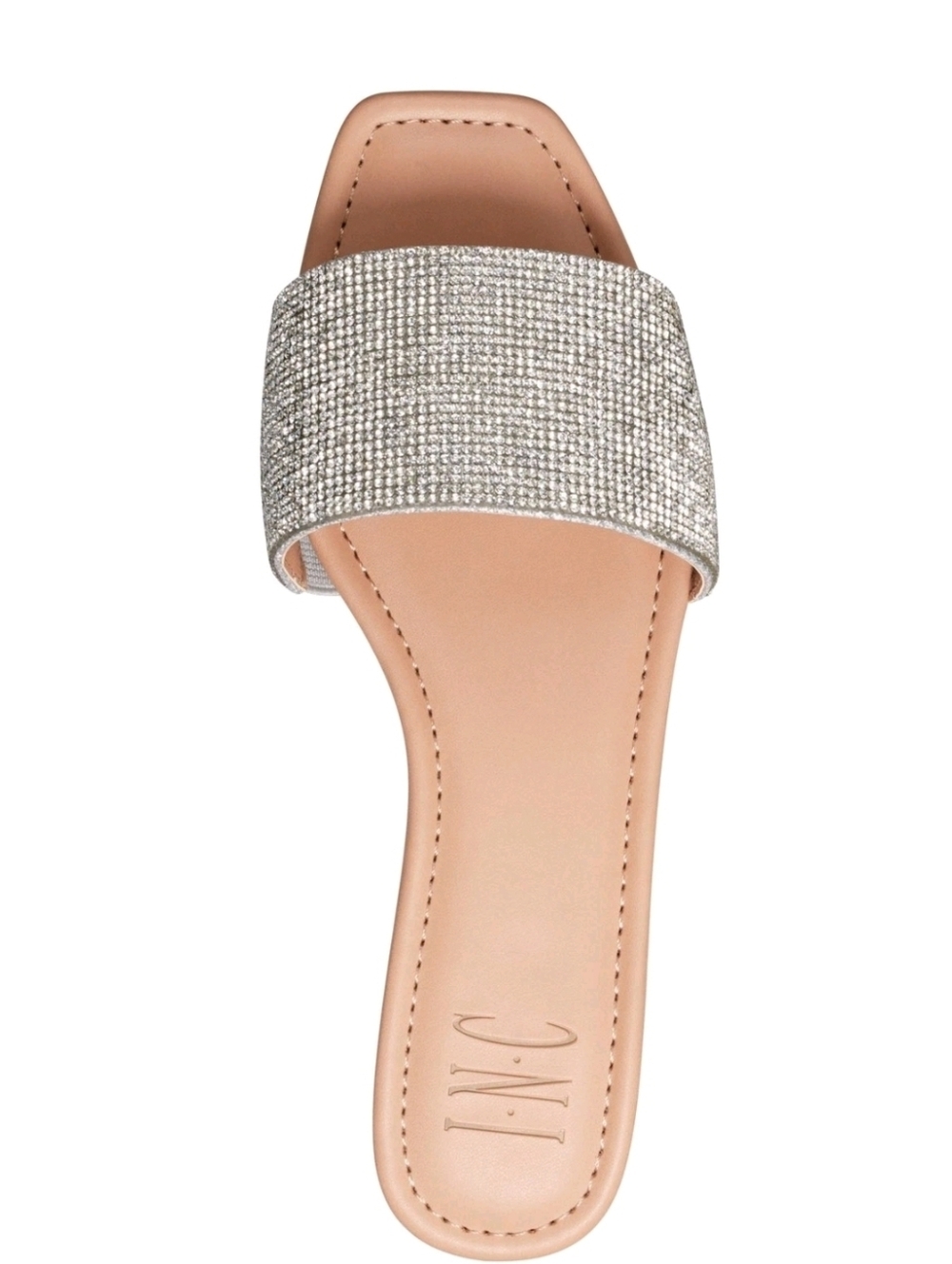 INC Silver Stretch Gore Natalia Sparkle Slide Sandal in Metallic Champagne - Picture 8 of 9